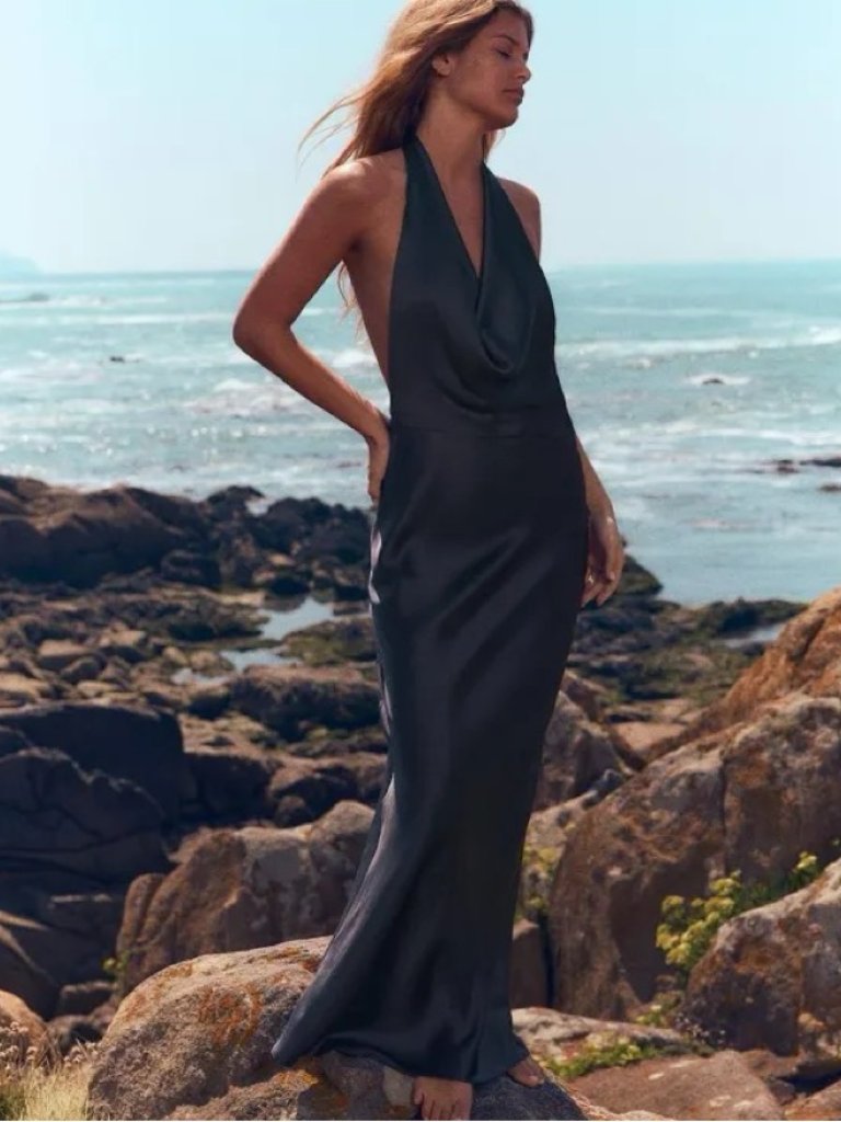 Zara Satin Effect Open Back Midi Dress Size S Brand New!
